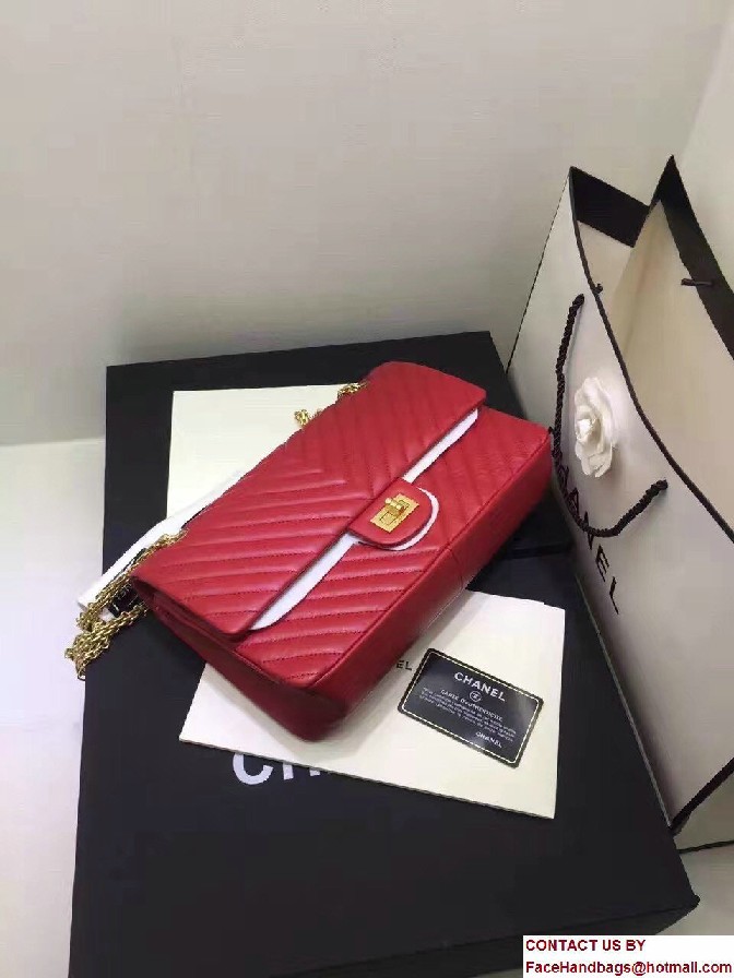 Chanel Chevron 2.55 Reissue Size 226 Classic Flap Bag Red 2016