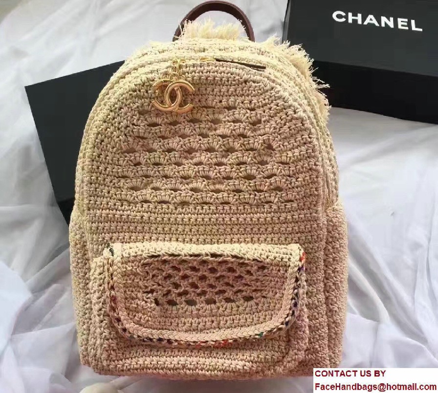 Chanel Crochet Braid Cayo Coco Backpack Bag A93681 Beige Cruise 2017 - Click Image to Close