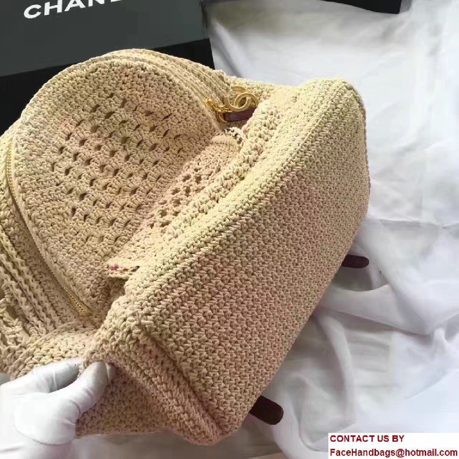 Chanel Crochet Braid Cayo Coco Backpack Bag A93681 Beige Cruise 2017