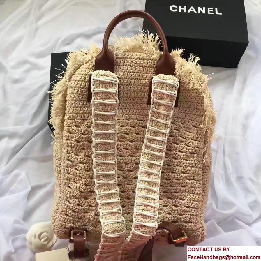 Chanel Crochet Braid Cayo Coco Backpack Bag A93681 Beige Cruise 2017