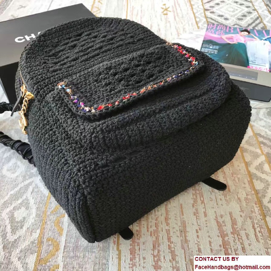 Chanel Crochet Braid Cayo Coco Backpack Bag A93681 Black Cruise 2017