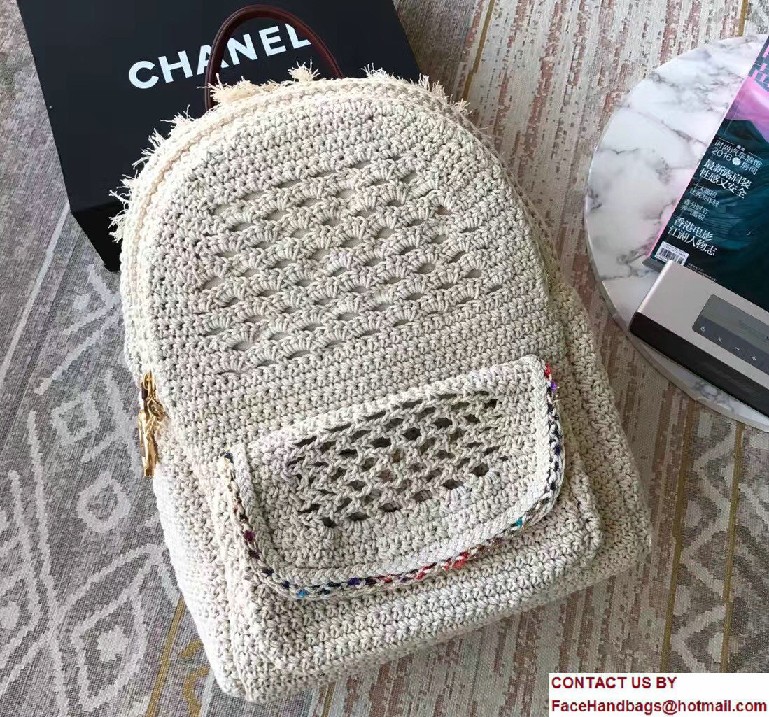 Chanel Crochet Braid Cayo Coco Backpack Bag A93681 White Cruise 2017 - Click Image to Close