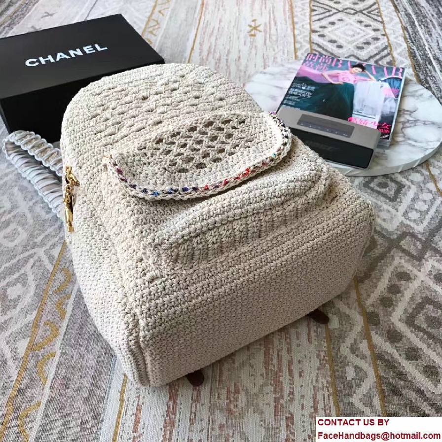 Chanel Crochet Braid Cayo Coco Backpack Bag A93681 White Cruise 2017