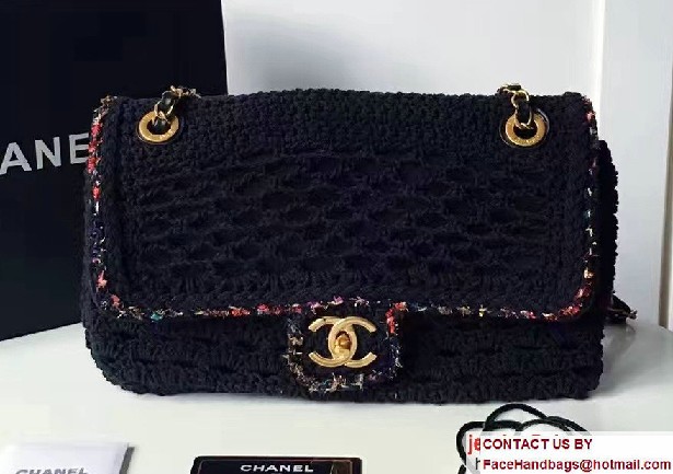 Chanel Crochet Braid Cayo Coco Flap Bag A93680 Black Cruise 2017 - Click Image to Close