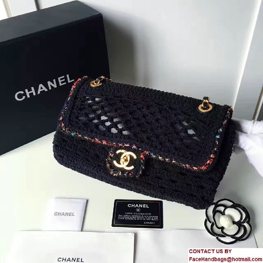 Chanel Crochet Braid Cayo Coco Flap Bag A93680 Black Cruise 2017