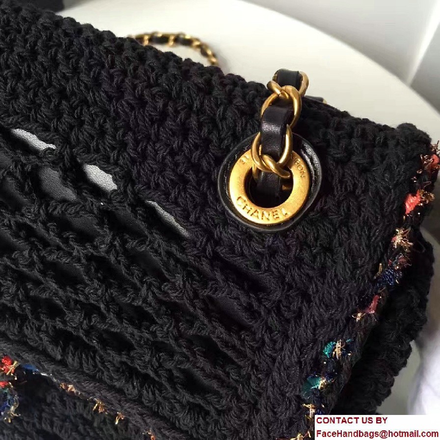 Chanel Crochet Braid Cayo Coco Flap Bag A93680 Black Cruise 2017