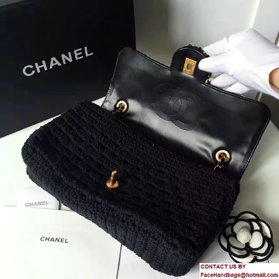 Chanel Crochet Braid Cayo Coco Flap Bag A93680 Black Cruise 2017