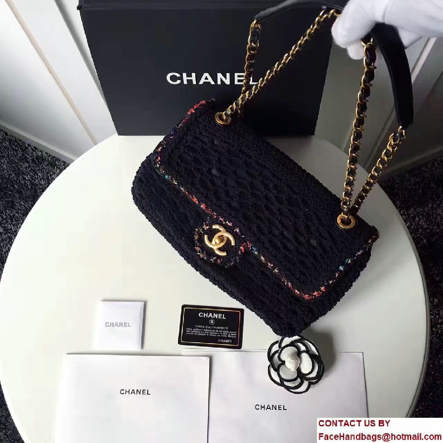 Chanel Crochet Braid Cayo Coco Flap Bag A93680 Black Cruise 2017