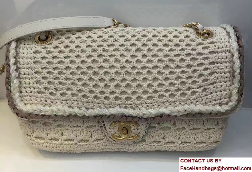 Chanel Crochet Braid Cayo Coco Flap Bag A93680 White Cruise 2017