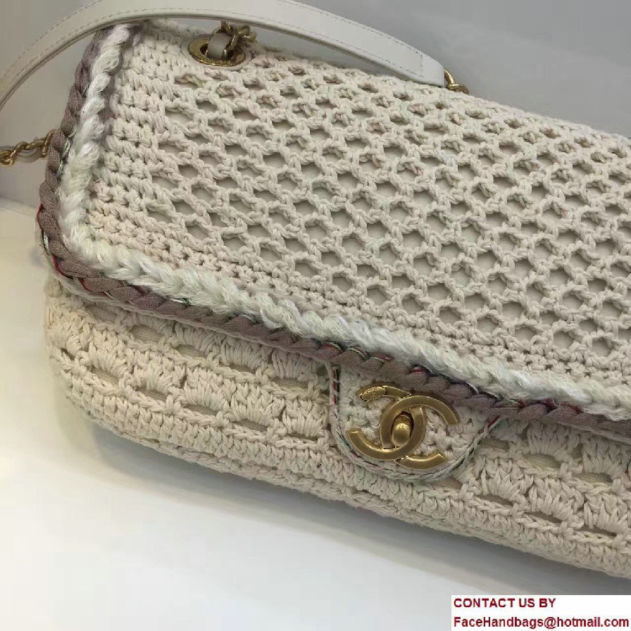 Chanel Crochet Braid Cayo Coco Flap Bag A93680 White Cruise 2017