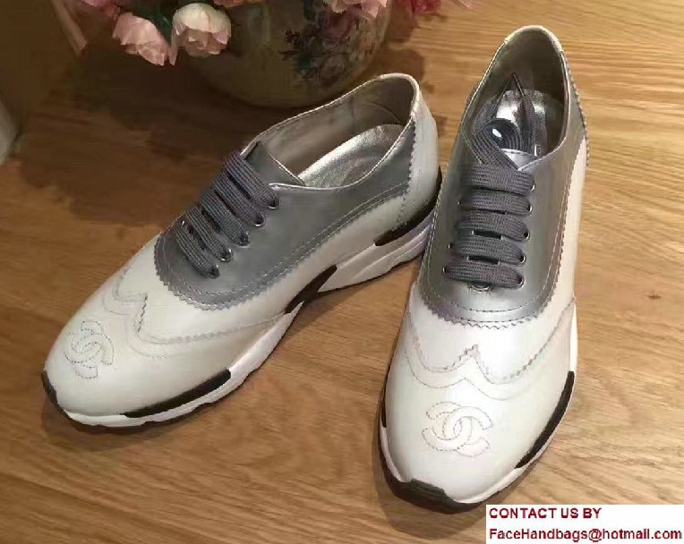 Chanel Cuba Sneakers White/Silver Gray 2017 - Click Image to Close