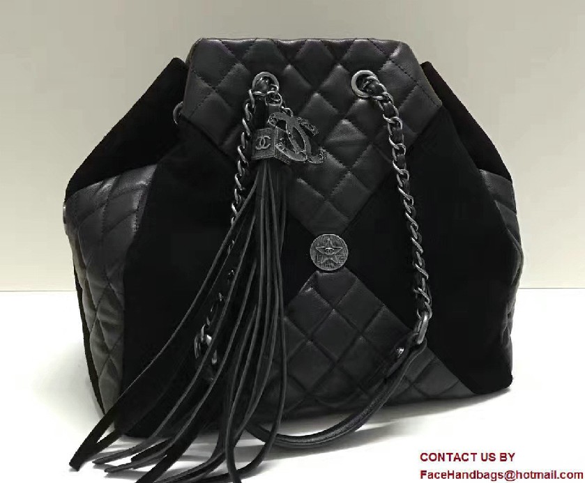 Chanel Goatskin/Suede Drawstring A94844 Large Bag Black Cruise 2017 - Click Image to Close