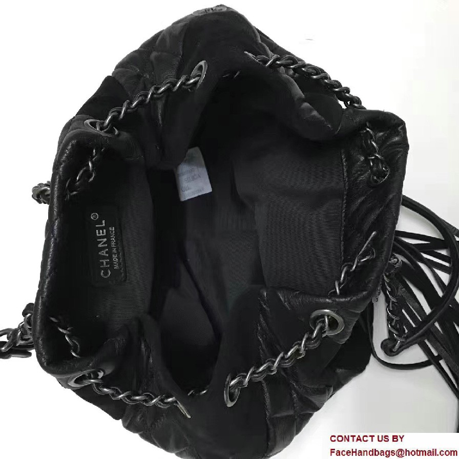 Chanel Goatskin/Suede Drawstring A94844 Large Bag Black Cruise 2017