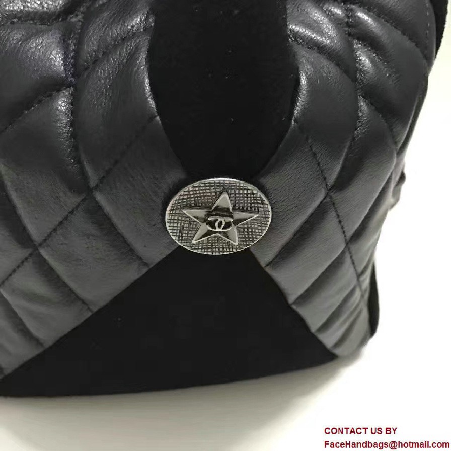 Chanel Goatskin/Suede Drawstring A94844 Large Bag Black Cruise 2017