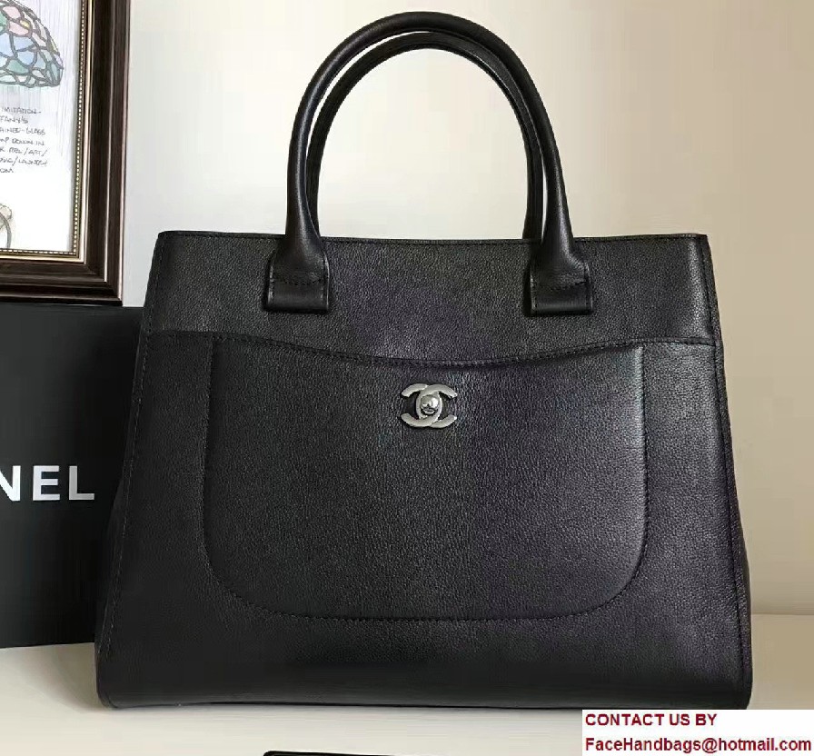 Chanel Grained Calfskin Neo Executive Small Shopping Bag A69930 Black Cruise 2017 - Click Image to Close