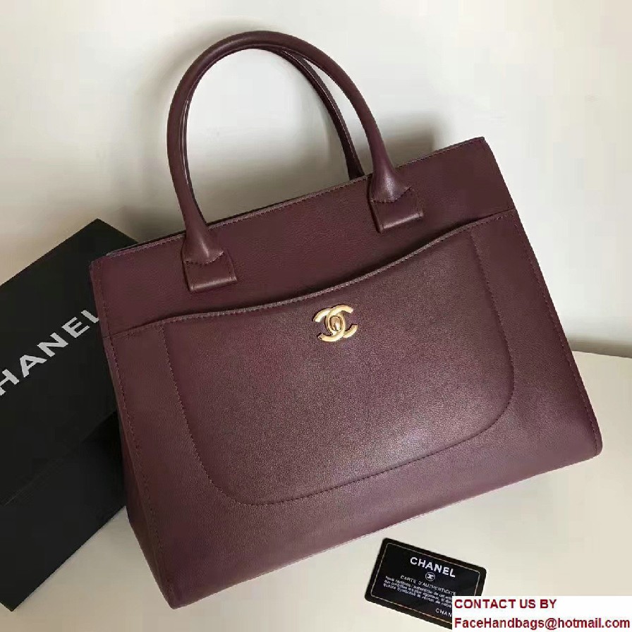 Chanel Grained Calfskin Neo Executive Small Shopping Bag A69930 Burgundy Cruise 2017