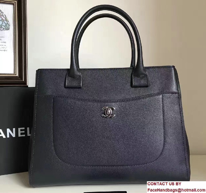 Chanel Grained Calfskin Neo Executive Small Shopping Bag A69930 Dark Blue Cruise 2017