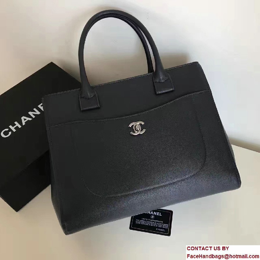 Chanel Grained Calfskin Neo Executive Small Shopping Bag A69930 Dark Blue Cruise 2017