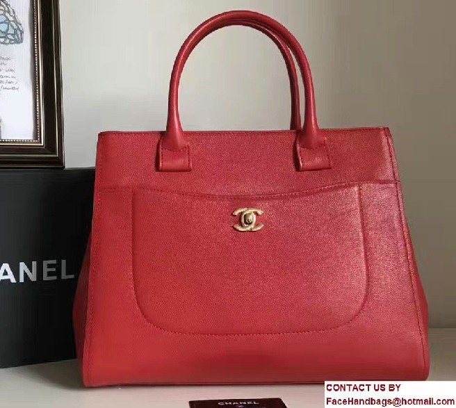 Chanel Grained Calfskin Neo Executive Small Shopping Bag A69930 Red Cruise 2017 - Click Image to Close