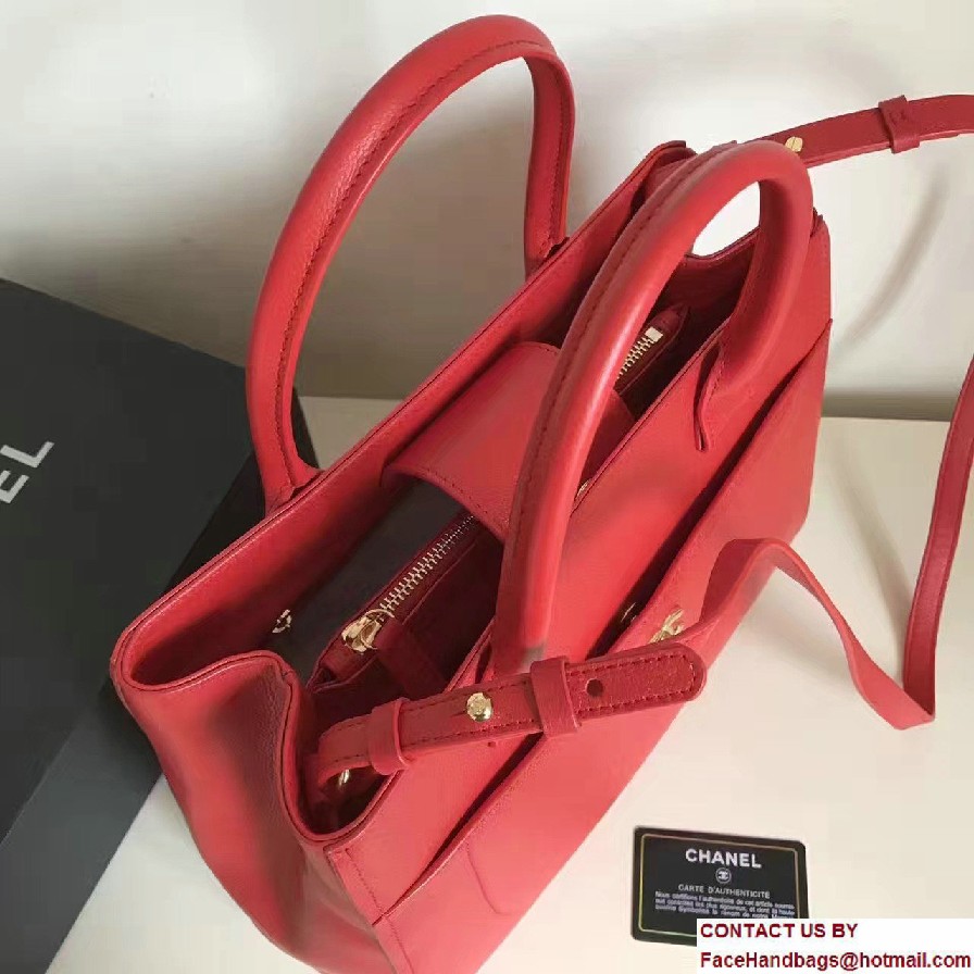 Chanel Grained Calfskin Neo Executive Small Shopping Bag A69930 Red Cruise 2017