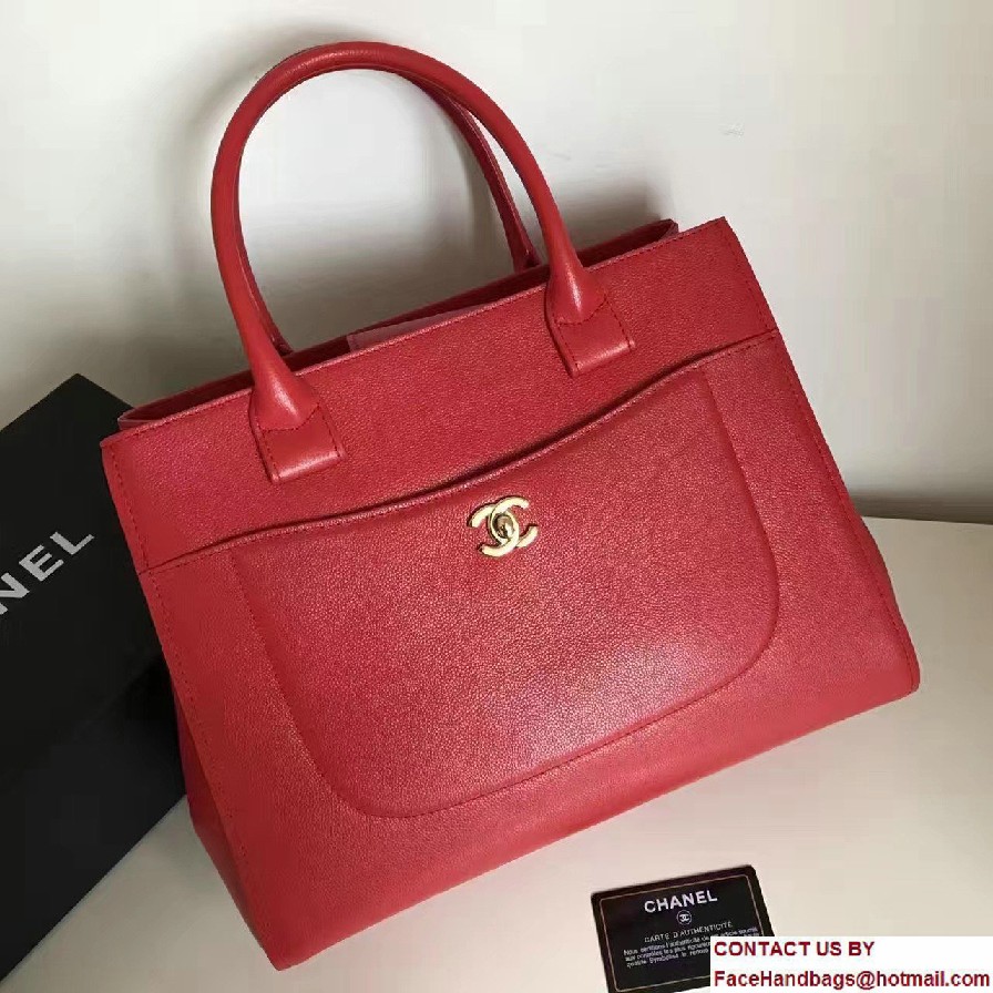 Chanel Grained Calfskin Neo Executive Small Shopping Bag A69930 Red Cruise 2017