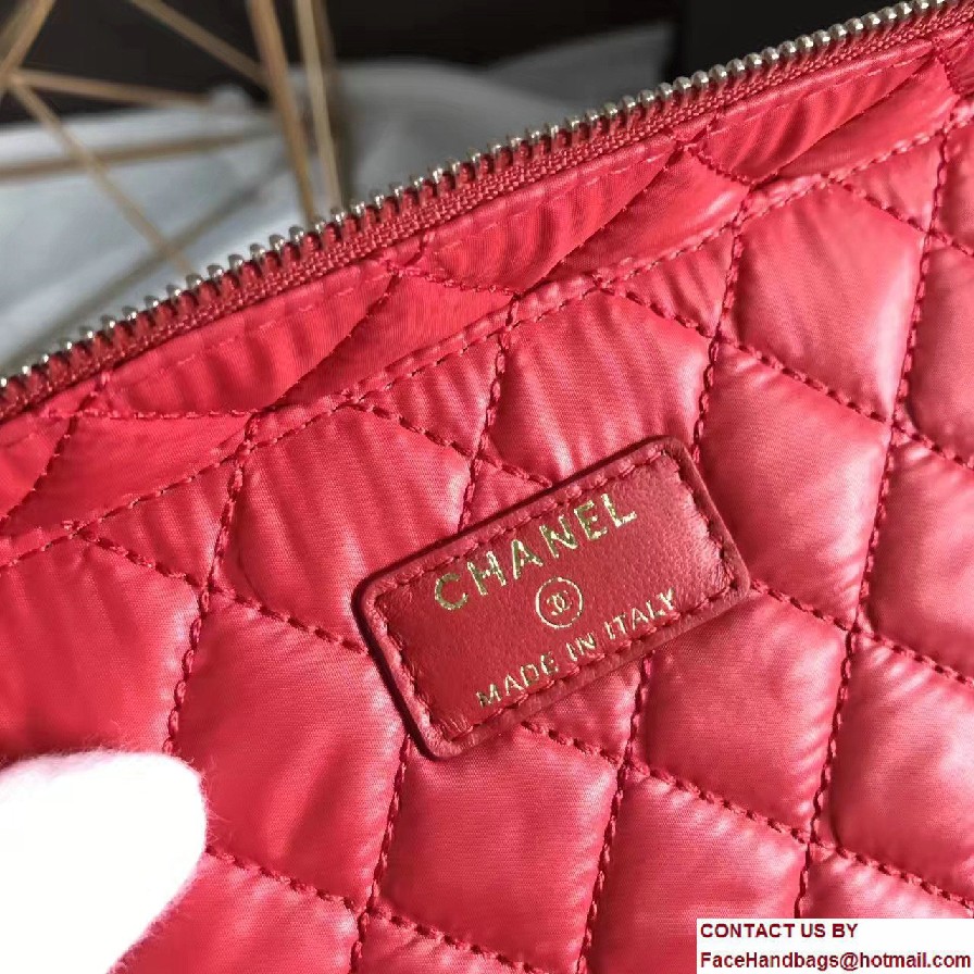 Chanel Grained Calfskin Vanity Case Pouch Large Bag A80913 Red 2016