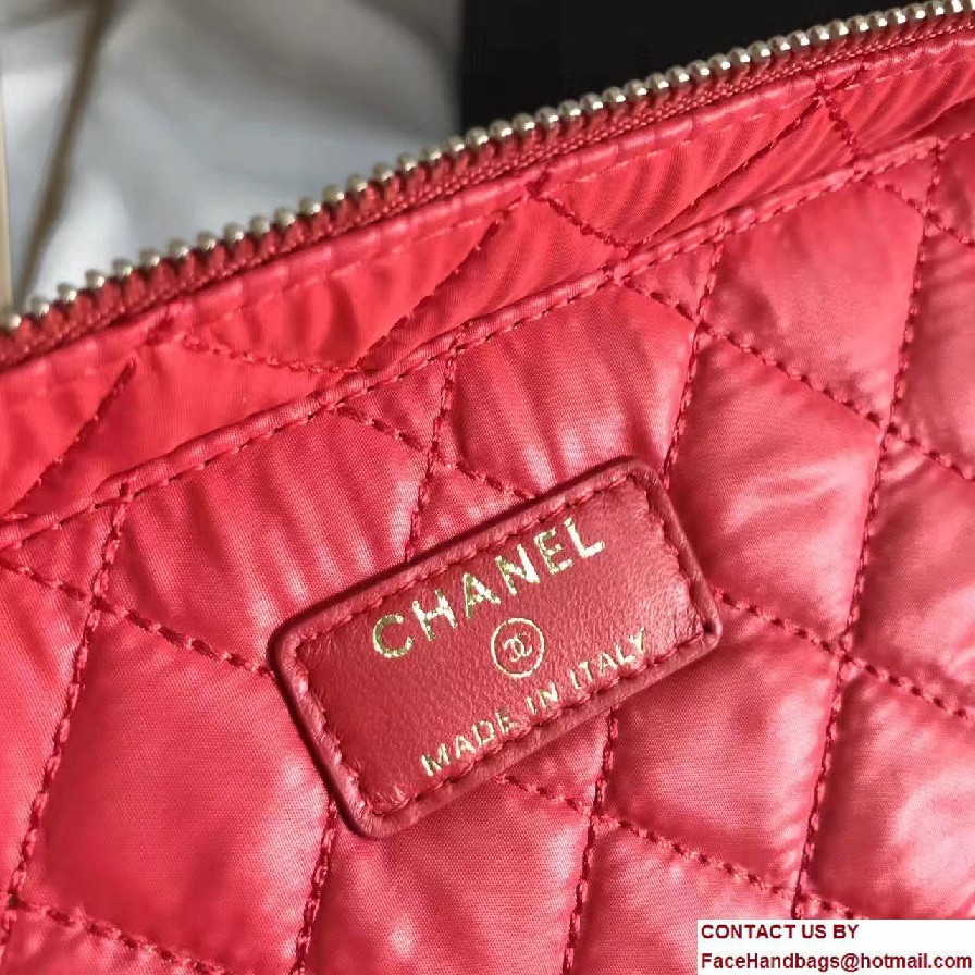 Chanel Grained Calfskin Vanity Case Pouch Small Bag A80913 Red 2016