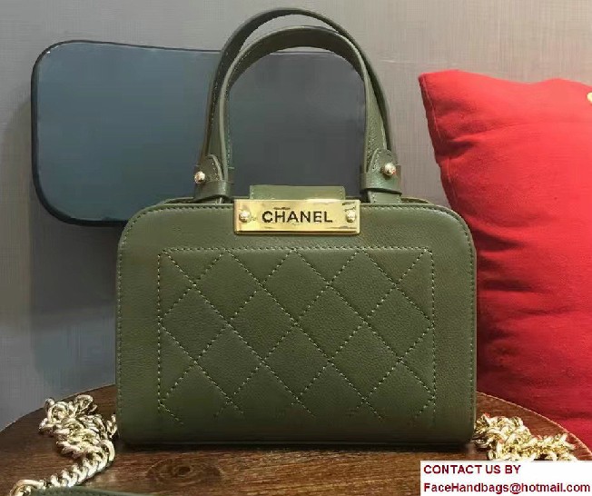 Chanel Label Click Small Shopping Bag A93731 Army Green 2017 - Click Image to Close