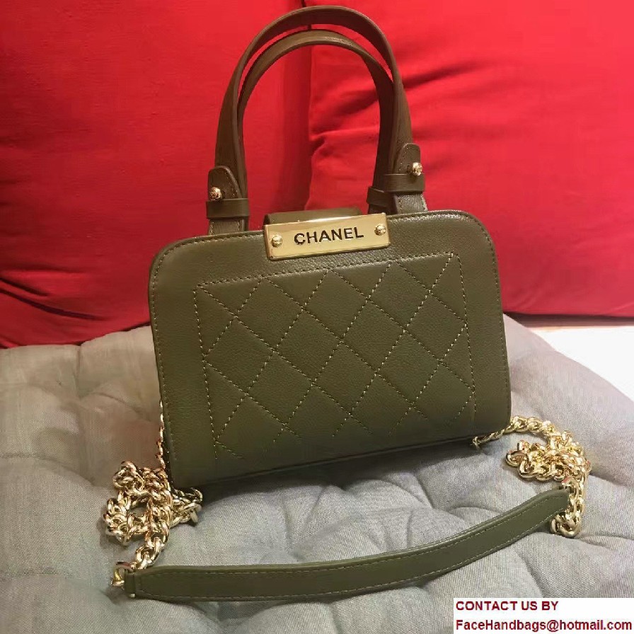 Chanel Label Click Small Shopping Bag A93731 Army Green 2017