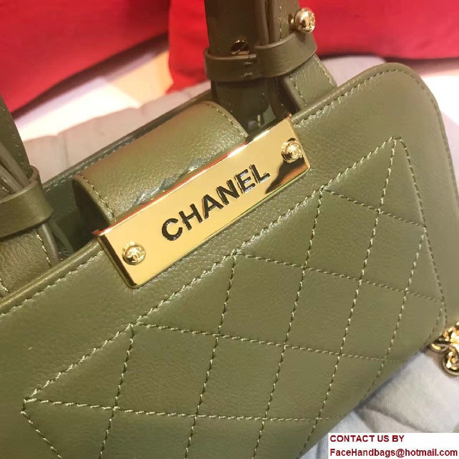 Chanel Label Click Small Shopping Bag A93731 Army Green 2017