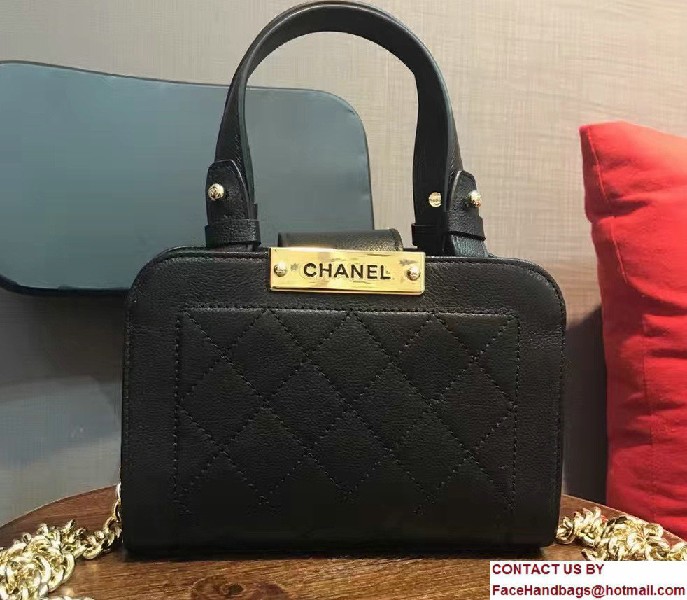 Chanel Label Click Small Shopping Bag A93731 Black 2017 - Click Image to Close