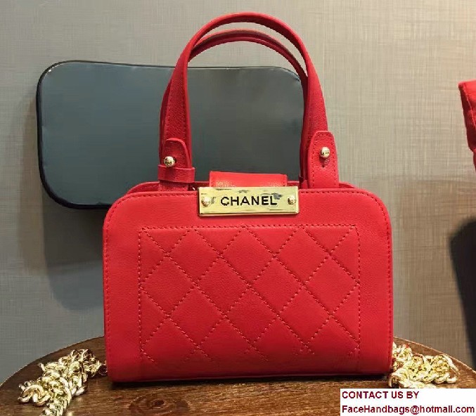 Chanel Label Click Small Shopping Bag A93731 Red 2017