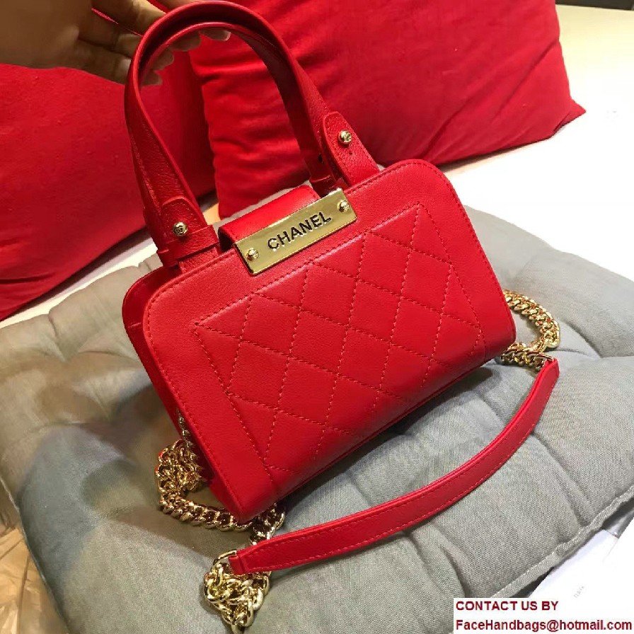 Chanel Label Click Small Shopping Bag A93731 Red 2017