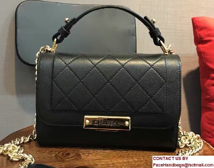 Chanel Label Click Top Handle Small Flap Bag A93701 Black 2017 - Click Image to Close