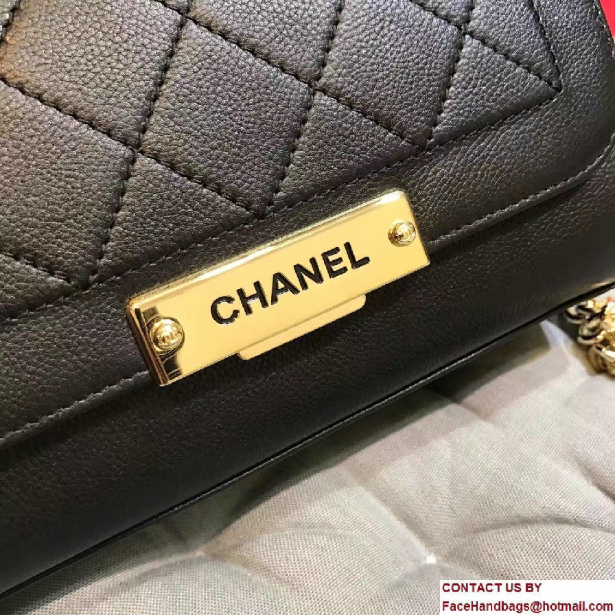 Chanel Label Click Top Handle Small Flap Bag A93701 Black 2017