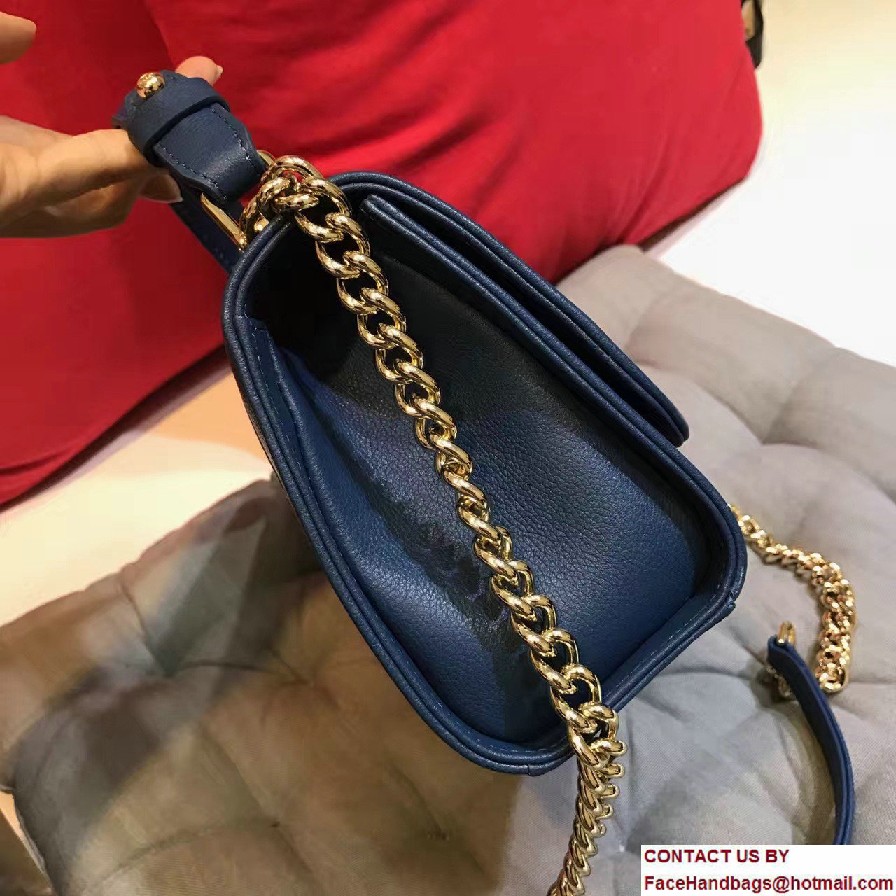 Chanel Label Click Top Handle Small Flap Bag A93701 Blue 2017