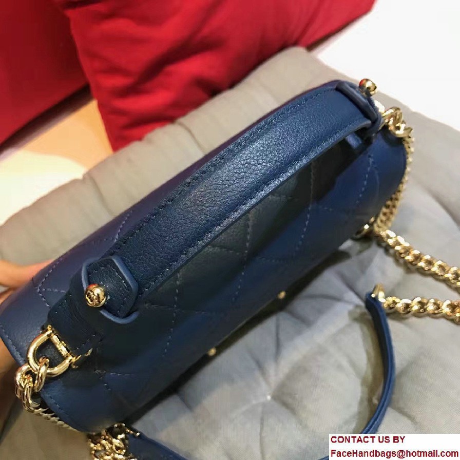 Chanel Label Click Top Handle Small Flap Bag A93701 Blue 2017