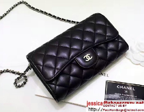 Chanel Lambskin Coco Wallet On Chain WOC Bag A81122 Black 2016 - Click Image to Close