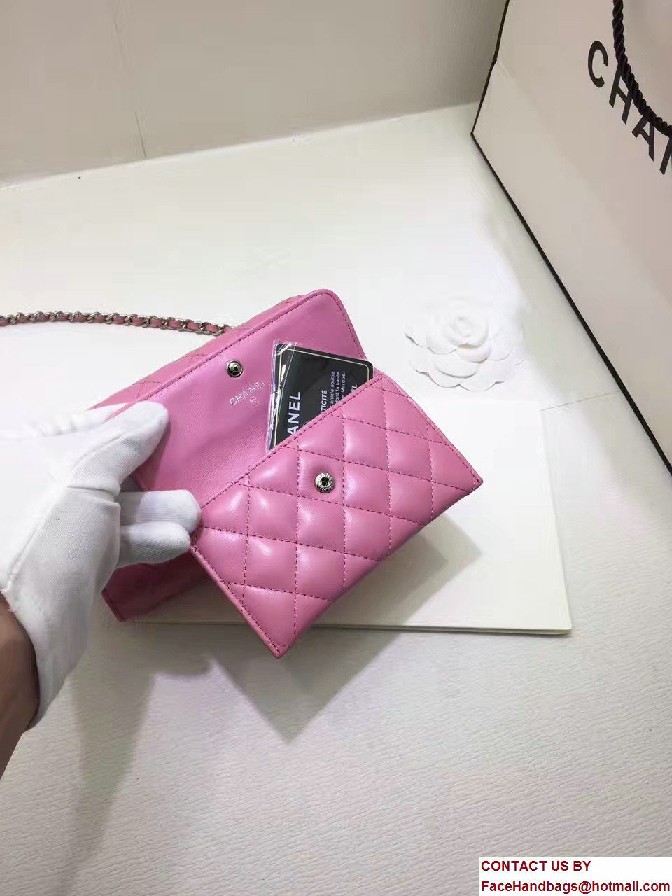 Chanel Lambskin Coco Wallet On Chain WOC Bag A81122 Pink 2016