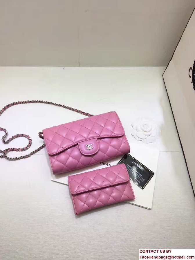 Chanel Lambskin Coco Wallet On Chain WOC Bag A81122 Pink 2016