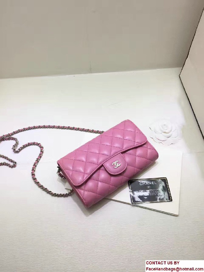 Chanel Lambskin Coco Wallet On Chain WOC Bag A81122 Pink 2016