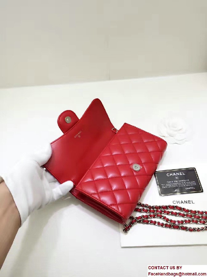 Chanel Lambskin Coco Wallet On Chain WOC Bag A81122 Red 2016