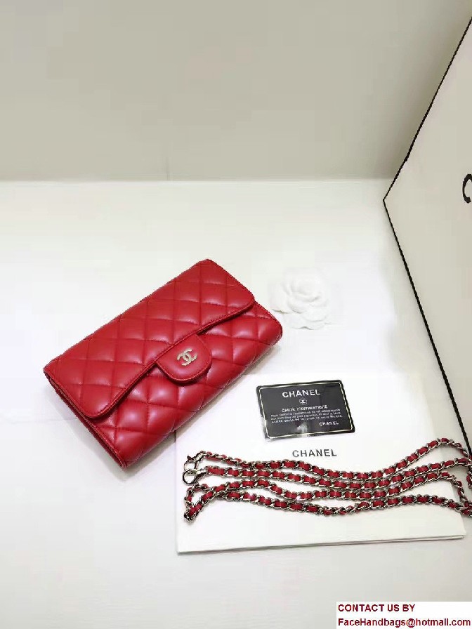 Chanel Lambskin Coco Wallet On Chain WOC Bag A81122 Red 2016