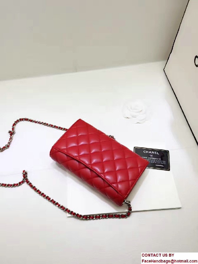 Chanel Lambskin Coco Wallet On Chain WOC Bag A81122 Red 2016