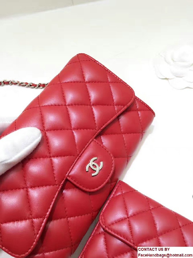 Chanel Lambskin Coco Wallet On Chain WOC Bag A81122 Red 2016