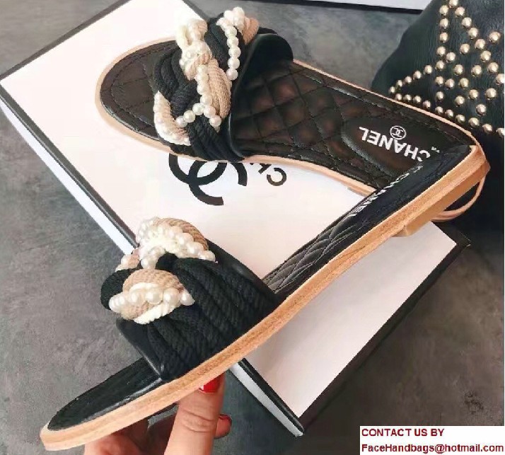 Chanel Lambskin Cord and Fantasy Pearls Mules G32446 2017 - Click Image to Close