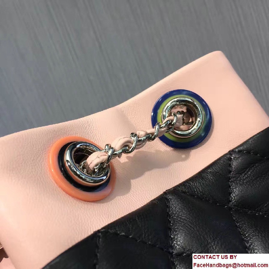 Chanel Lambskin/Resin Small Drawstring Bag A93730 Black/Apricot/Red Cruise 2017