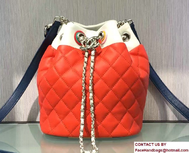 Chanel Lambskin/Resin Small Drawstring Bag A93730 Red/White/Blue Cruise 2017 - Click Image to Close