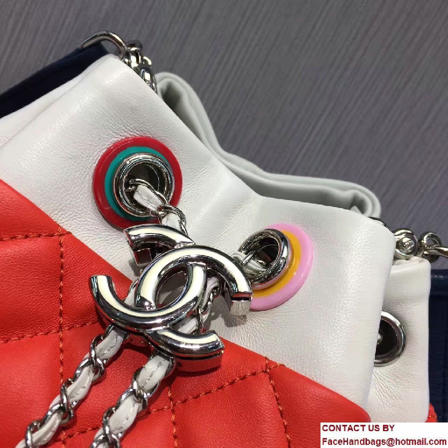 Chanel Lambskin/Resin Small Drawstring Bag A93730 Red/White/Blue Cruise 2017