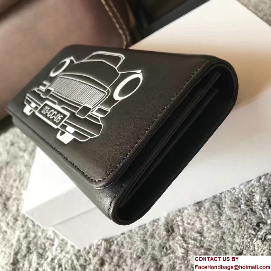 Chanel Lambskin and Car Printed Wallet 2017